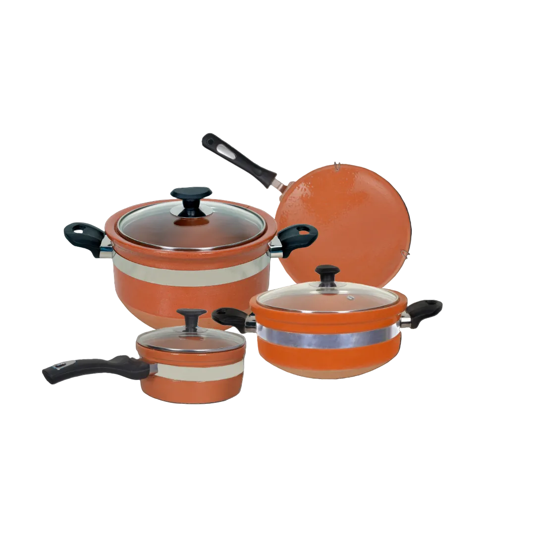DYZ Diamond Clay Cooking Set 4-Piece Bundle with Handi Karahi Tawa and Saucepan