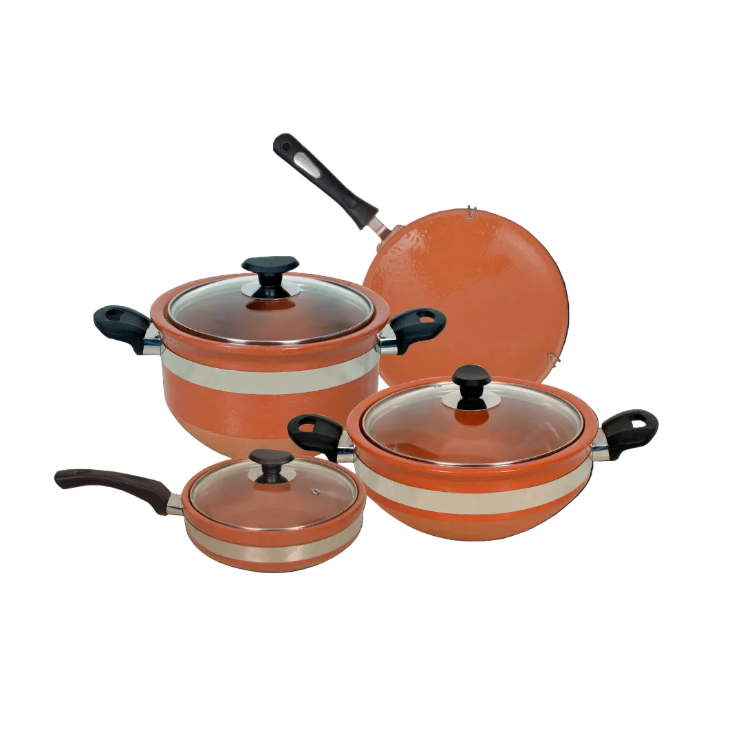 DYZ Clay Silver Set - 4 Piece mitti ki handi, karahi, frypan, and tawa bundle