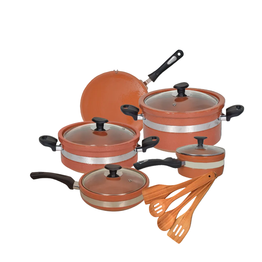 DYZ Royal Clay Cooking Set 12-Piece Complete Bundle with Handi Karahi and Tawa