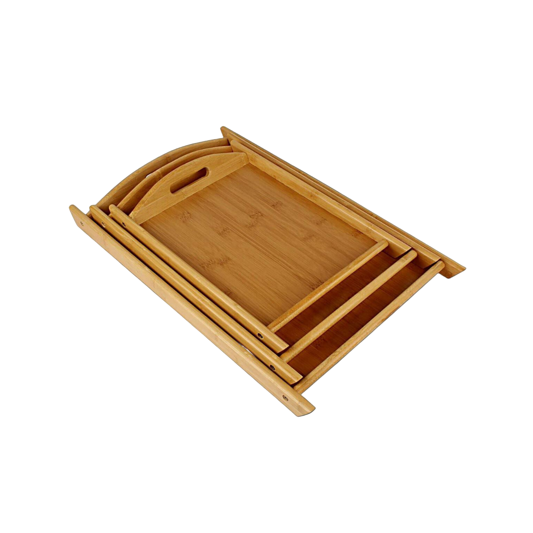 3 PCs white Wood Tray Set