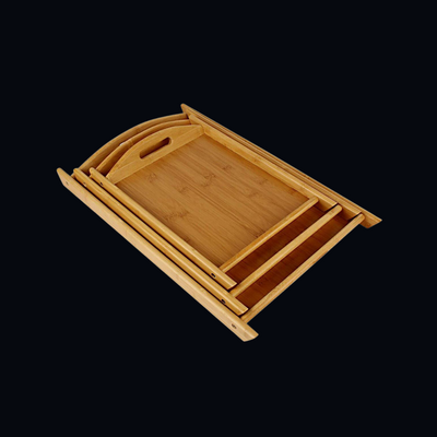 3 PCs white Wood Tray Set