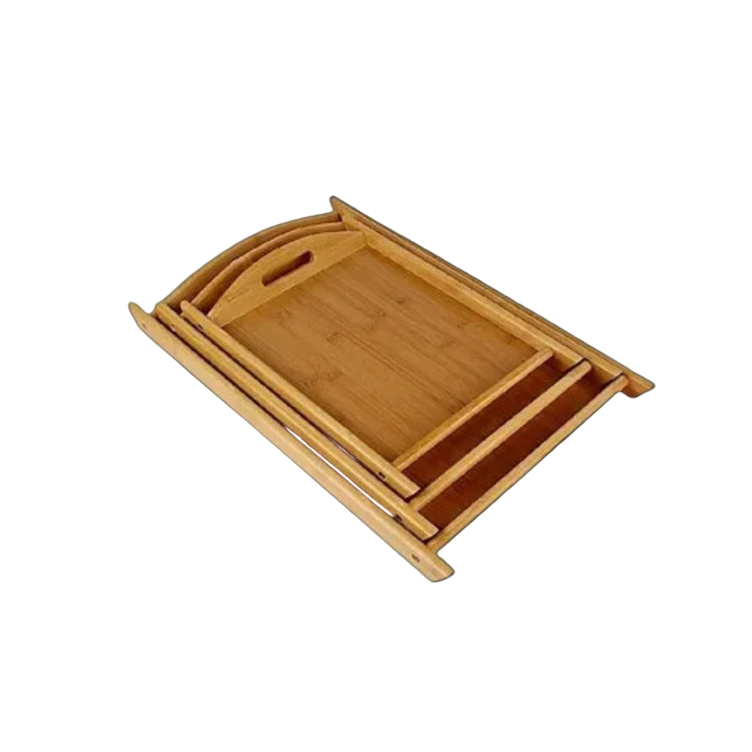 3 PCs white Wood Tray Set