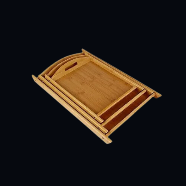 3 PCs white Wood Tray Set