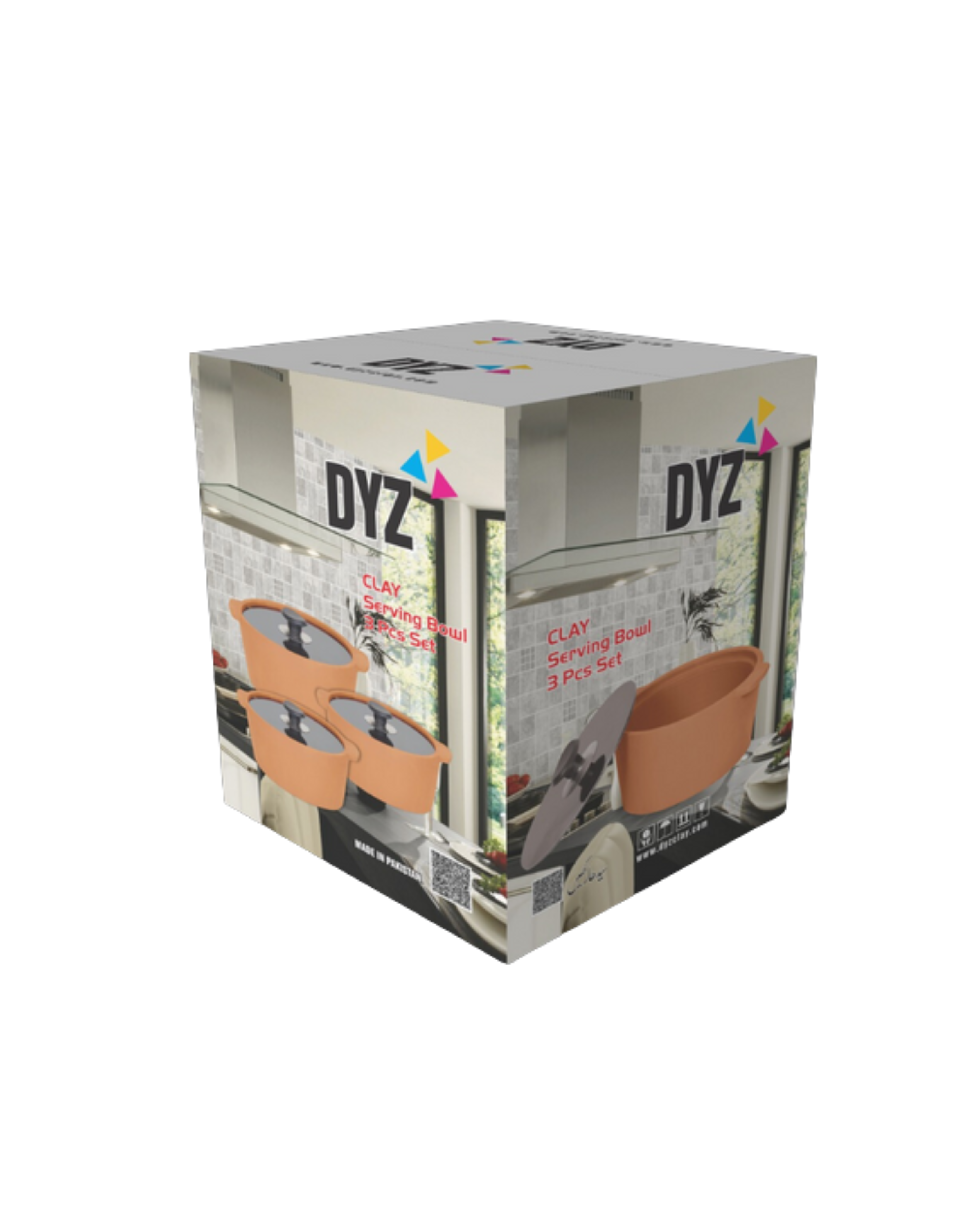 3 PCs Bowl Set With Glass Lid