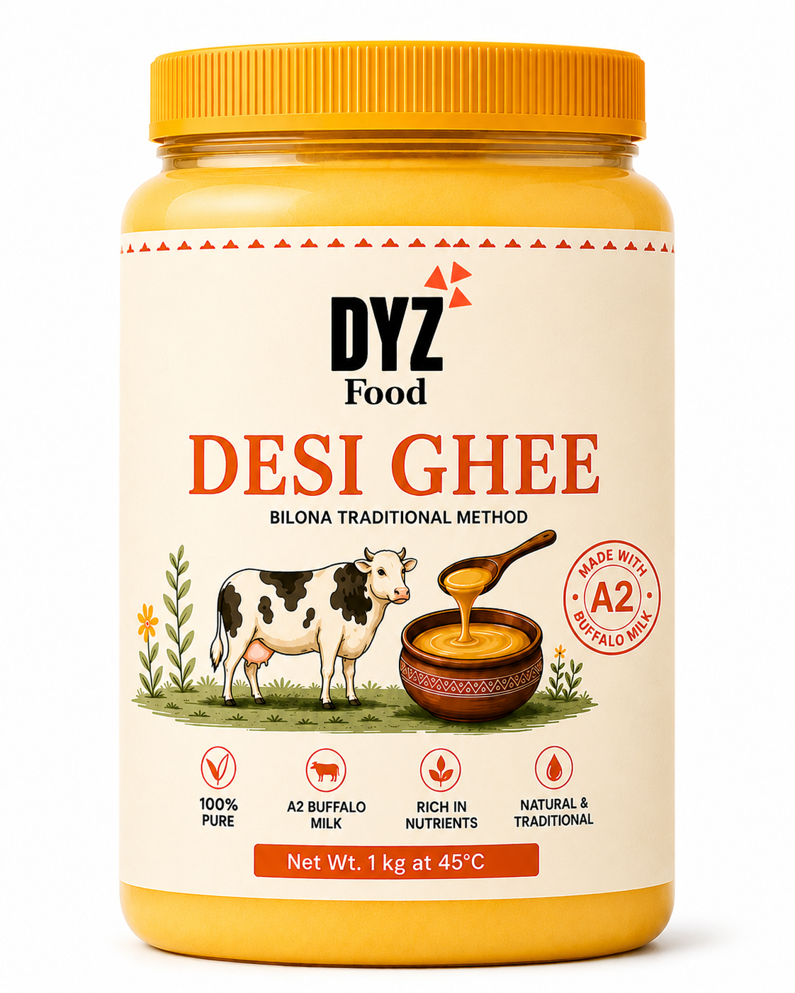 DYZ Food Pure Desi Ghee Traditional Bilona Ghee
