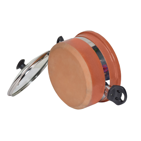 Flat Bottom Glazed Clay Handi - Electric & Gas Stove Friendly