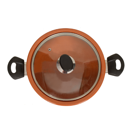 Glazed Clay Handi with Glass Lid - 2.5kg Capacity
