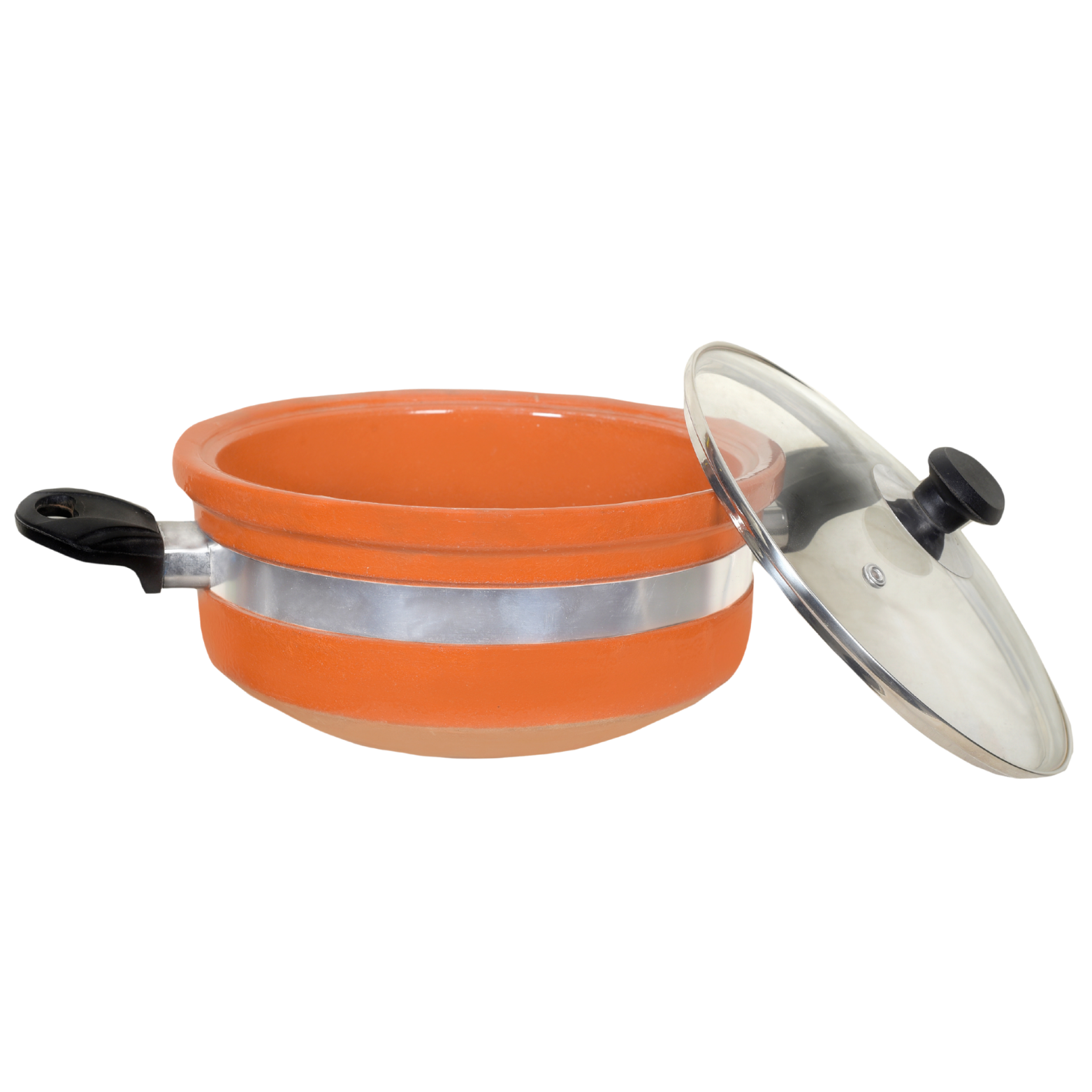 Handcrafted Glazed Clay Karahi with Glass Lid 1.5kg Capacity - DYZ Clay