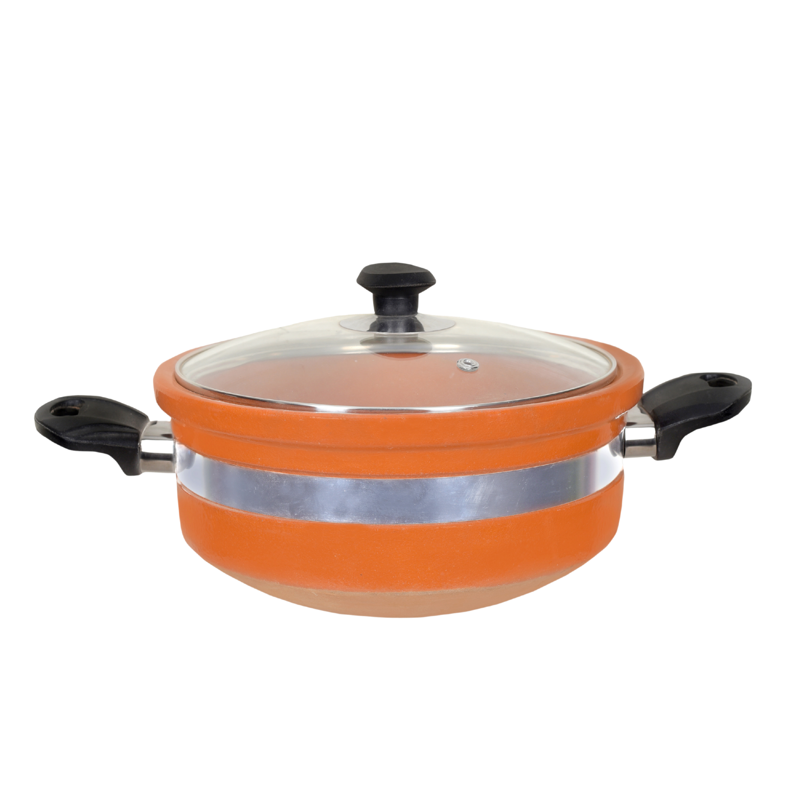Handcrafted Glazed Clay Karahi with Glass Lid 1.5kg Capacity - DYZ Clay