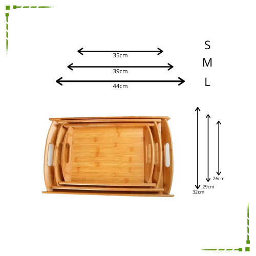 3 PCs white Wood Tray Set